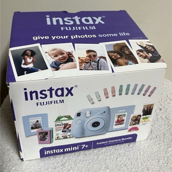 Fujifilm Instax Mini 7 Plus 7+ Instant Camera Light Blue Tested Working Bundle - Picture 3 of 10